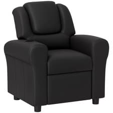 Image of HOMCOM Kids Recliner Chair w/ Cup Holder, PU Leather Children Lounger, Black