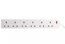 Image of Status 6 Way 2m Power Extension Lead Socket - White