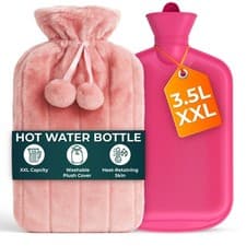 Image of Large Hot Water Bottle With Zip Cover Pain Relief Fleece Luxury FREE DELIVERY