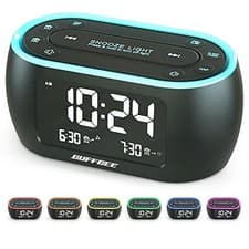 Image of BUFFBEE Bedside Alarm Clock Radio 7 Color Night Light Dual Alarm USB Charger FM