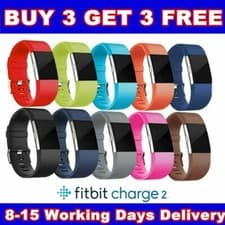 Image of For Fitbit Charge 2 Silicone Strap Replacement Wrist Band Wristband Metal Buckle