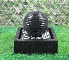 Image of Gardenwize Outdoor Solar Powered Black Ball Water Feature Fountain with Lights