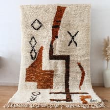 Image of Moroccan Beni Ourain Rug – Handmade Wool Carpet – Authentic Berber Wool Shag Rug