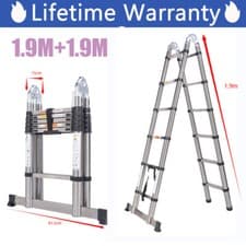 Image of 3.8M Loft Ladder A Frame 12Tread Step Ladder Multi Telescopic Stainless steel