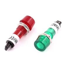 Image of 2 Pcs AC/DC 24V Green Red Power Illuminated Signal Indicator Light Pilot Lamp