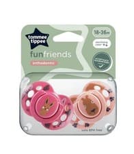 Image of Tommee Tippee Fun Friends Orthodontic Soother 18-36m Pink