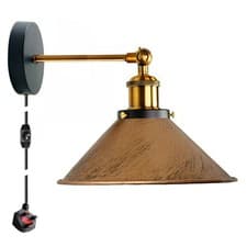 Image of Industrial Wall Light Plug In Adjustable Metal Cone Shade Sconce Lamp Fitting