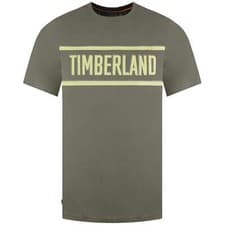 Image of Timberland Branded Short Sleeve Crew Neck Mens Green T-Shirt A2DSV_590