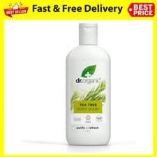 Image of Dr Organic Tea Tree Body Wash, Shower Gel, Natural, Vegan, Cruelty-Free, Paraben