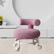 Image of Low Round Rolling Stool with Wheels Rotatable Movable Chair Stable Shoe Stool