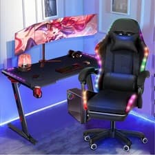 Image of High Back RGB Gaming Chair with LED Lights & Ergonomic Computer Chair Reclining