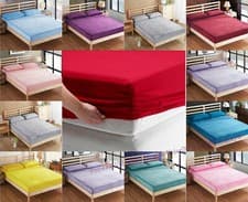 Image of FLANNEL 100% Brushed Cotton Extra Deep Fitted Bed Sheets 16" (40 cm) Fully Deep