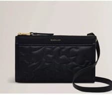 Image of RADLEY ‘Floral Street Stitch’ Black Leather Large Phone Crossbody Bag RRP £109