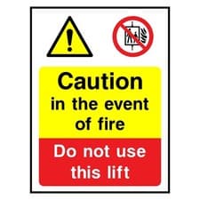 Image of Caution Fire Event Do Not Use This Lift Sign or Sticker | LIFT0015