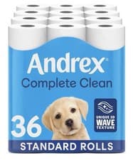 Image of Andrex Complete Clean Toilet Roll 36 Rolls Unbeatable Toilet Paper