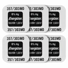 Image of 6 x Energizer Silver Oxide 357/303 batteries 1.55V D357 V357 SR44 Watch