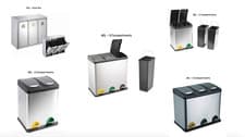 Image of Multi Compartment Stainless Steel Large Recycling Recycle Pedal Bin Waste