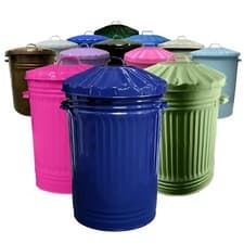 Image of metal 90 litre large colour recycle dustbin paper rubbish waste bin