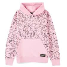 Image of Disney Minnie Mouse Hoodie Girls 7-8 & 9-10 Years Pink with Black All Over Print