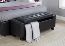 Image of Ottoman Bench Seat Box Luxurious soft Black Faux Leather storage Bedding Verona