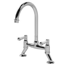 Image of Nuie Traditional Bridge Kitchen Sink Mixer Tap Topaz Lever Handles 2 Tap Holes