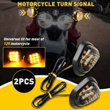 Image of Pair 12v Flush Mount Motorcycle LED Turn Signals Light Blinker Amber Indicator