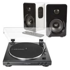 Image of Audio-Technica AT-LP60X Manual Turntable AV:LINK Active Bluetooth Speakers White