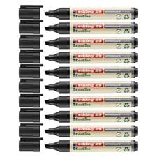 Image of edding 29 EcoLine Black Whiteboard Markers with Chisel Tip - 10 Pack (4-29001)