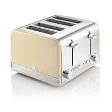 Image of Swan ST19020CN 1600W Stainless Steel Retro Cream 4 Slice Toaster - Brand New