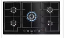 Image of AEG HKB95450NB 8000 Series 90cm 5-Burner Gas-on-Glass Hob, Black Ex Display