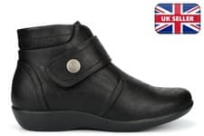 Image of Womens Wide Fit Boots Ladies Extra Wide Boots Ankle Boots Black (EE Fitting)