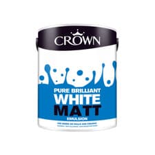 Image of Crown Non Breatheasy Matt Emulsion Pure Brilliant White Paint 5L Walls/Ceilings