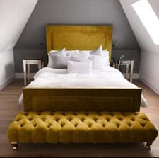Image of Alton Studded Bed Frame in Plush Velvet, Upholstered Bed, Double Bed, King, 6ft