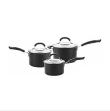 Image of Circulon Total Hard Anodised 3 Piece Saucepan Set Induction Non Stick Grey New