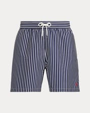 Image of New Mens Ralph Lauren Travel Bengal Striped Navy White Size XL Swim Shorts BNWT