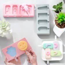 Image of Silicone Ice Lolly Mould with Sticks Frozen Dessert Maker Popsicle ice cream