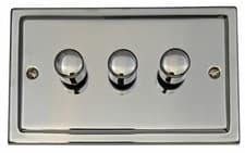 Image of G&H TC523 Trimline Polished Chrome 3 Gang 1 or 2 Way LED Dimmer Switch