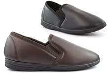 Image of Mens Slip On Slippers Size 6 Boys Slippers Size 13 Size 14 Faux Leather Slippers