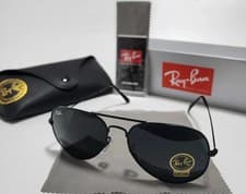 Image of New Ray-Ban RB3025 Aviator Sunglasses 58mm | Black Frame Grey Lenses | Iconic St