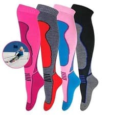Image of 4 Pairs Women Ski Socks High Performance Thermal Padded Skiing Boot (SIZE 4-8)