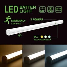 Image of LED Nova Batten Light Safety Emergency & Sensor Light Fitting 3CCT 4FT/5FT/6FT