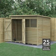 Image of Forest 4LIFE 8x6 Shed Pent 2 Window Double Door Wooden Garden Shed Free Delivery