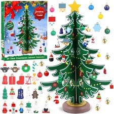 Image of Christmas Advent Calendar 2025, 24 Days Countdown Surprises Tabletop Wooden
