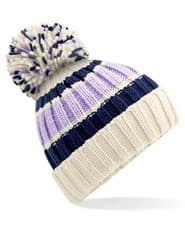 Image of Beechfield B392 Heavyweight Hygge Striped Warm Pom Pom Beanie