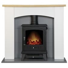 Image of Adam Huxley in Pure White & Grey with Aviemore Electric Stove in Black, 39 Inch