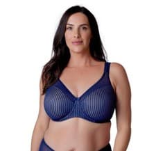 Image of Berlei B541 Underwired Beauty Stripe Smoothing Minimiser Bra Deep Blue