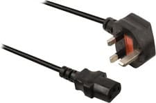 Image of UK Mains Plug to IEC C13 Power Lead 2M UK Plug to IEC-320 C13 Power Cable Black