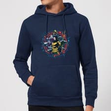 Image of Official DC Comics Aquaman Circular Portrait Adults Hoodie Navy
