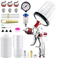 Image of HVLP Spray Gun 1.4/1.7/2.0mm 3 Nozzles W/650ml Mixing Cups Air Regulator Paint