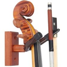 Image of Mahogany Wood Violin Hanger Hook w/ Bow Holder Wall Mount for Home Studio Hook